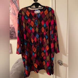 Vintage Plus Size Women’s vibrant colorful Geometric tunic dress size 5X pre